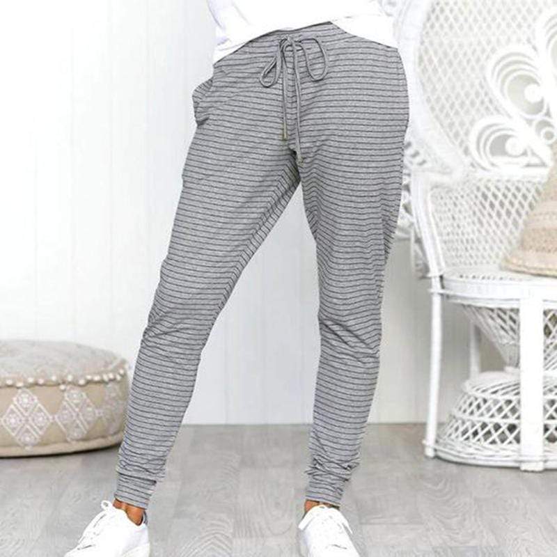 Casual Comfort Belt Stipped Pants